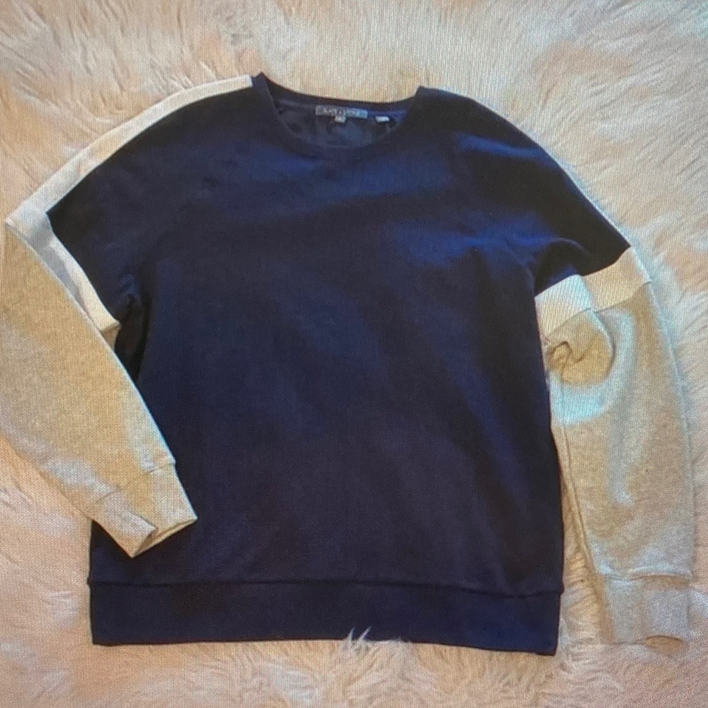 Slate & Stone Navy and Gray Colorblock Crewneck Sweater